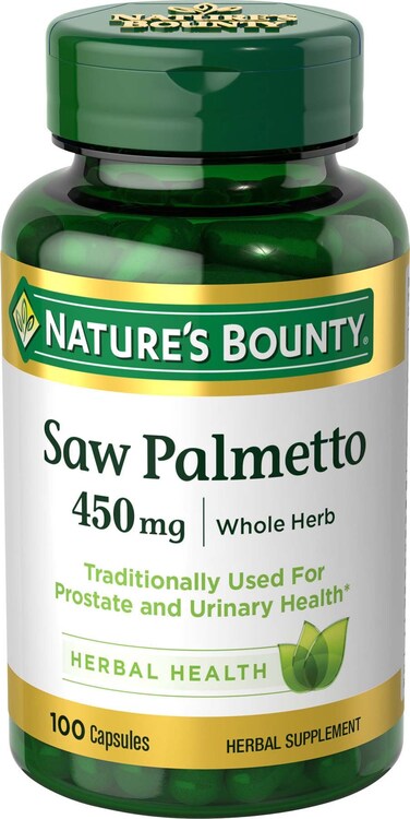 Natures Bounty Saw Palmetto Herbal Health Supplement Prostate and Urinary Health 450 mg 100 Capsules