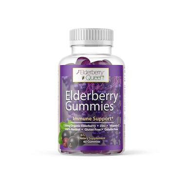 Elderberry QueenOrganic Elderberry Gummies 60 ct  Immune Support Gummies with Vitamin C  Zinc  Elderberry Vitamin Gummies for Adults and Kids