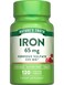 Natures Truth Iron Supplement  65mg  120 Tablets  325mg Ferrous Sulfate  NonGMO  Gluten Free Pills