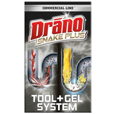 Drano Gel Drain Clog Remover and Cleaner 16oz and Snake Plus Tool 23 inches Unclogs tough blockages Commercial Line