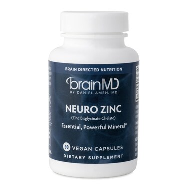 Dr Amen BrainMD Neuro Zinc  90 Capsules  25 mg Zinc Bisglycinate Chelate  Gluten Free  90 Servings