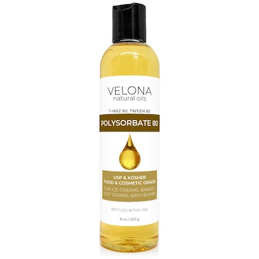 Polysorbate 80 by Velona  8 oz  Solubilizer Food  Cosmetic Grade  All Natural for Cooking Skin Care and Bath Bombs Sprays Foam Maker  Use Today  Enjoy Results