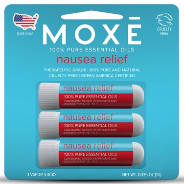 MOXE Nausea Nasal Inhaler Sticks All Natural Essential Oil Blend Ginger Cardamom Peppermint Sweet Orange Upset Stomach Headaches EasytoUse Portable Aromatherapy Made in USA 3 Pack