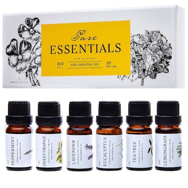 Essential Oils by Pure Essentials 100 Pure Oils kit Top 6 Aromatherapy Oils Gift Set6 Pack 10Ml