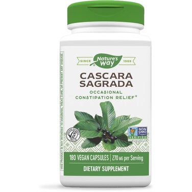 Natures Way Cascara Sagrada Bark Supports Occasional Constipation Relief 180 Vegan Capsules