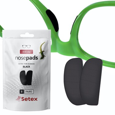 Setex Gecko Grip UltraThin 06mm Anti Slip Eyeglass Nose Pads 5 Black Pair USA Made 2500 Innovative Microstructured Fibers per Nose Pad 06mm x 7mm x 16mm