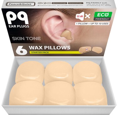 PQ Wax Ear Plugs for Sleep  6 Silicone Wax Earplugs for Sleeping and Swimming  Gel Ear Plugs for Noise Cancelling Ear Protection  Sleeping Earplugs with Sound Blocking 32 Db 6Pillows Beige