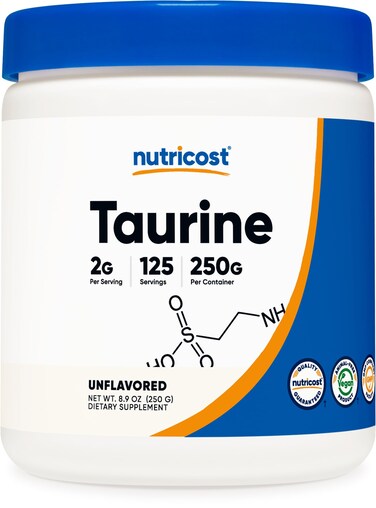 Nutricost Taurine Powder 250 Grams  125 Servings 2000mg Per Serving