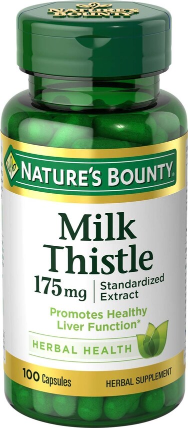 Natures Bounty Milk Thistle Herbal Health Supplement Supports Liver Health 175mg 100 Softgels