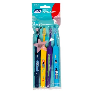 TEPEKids Toothbrush Extra Soft Kid and Toddler Toothbrush for Ages 3 4 Pack