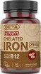 Deva Nutrition Vegan Chelated Iron 29 mg Fortified with B12  High Potency Easy to Swallow  90 Tablets 1Pack