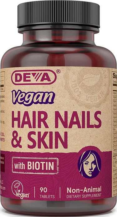 DEVAVegan Hair Nails  Skin Vitamins  Minerals with Biotin Supplement 90 Tablets