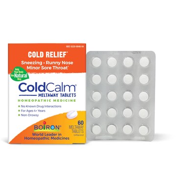 BoironColdCalm Tablets for Relief of Common Cold Symptoms Such as Sneezing Runny Nose Sore Throat and Nasal Congestion  NonDrowsy  60 Count