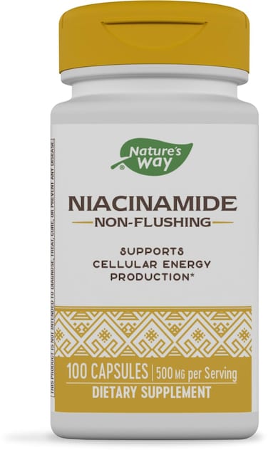 Natures Way Niacinamide Supports Cellular Energy 500mg per Serving 100 Capsules