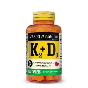 MASON NATURAL Vitamin K2  D3 100Day Supply with Calcium for Normal Bone and Muscle Support Tablets
