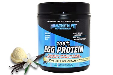 Healthy N Fit 100 EGG PROTEIN Vanilla 12oz 100 Egg White Protein PLUS Natural Peptides Naturally Sweetened Zero Carb Keto Paleo Friendly