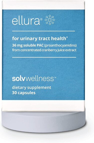 ellura Solv Wellness Clinically Proven Cranberry Supplement Get Ahead of UTIs with 36mg of 100 Bioavailable PAC 30 Capsules