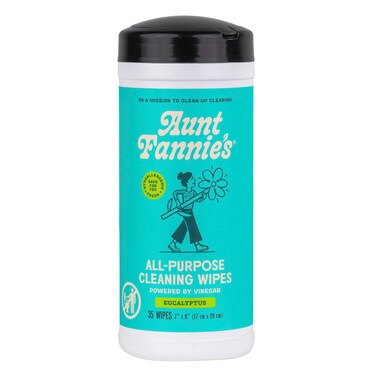 Aunt Fannies Natural Cleaning Vinegar Wipes Multipurpose Surface Cleaner Eucalyptus Scent 35 Count Pack of 1 Packaging May Vary