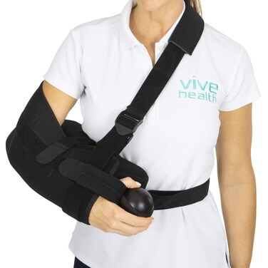 Vive Shoulder Abduction Sling  Immobilizer for Injury Support  Pain Relief Arm Pillow for Rotator Cuff Sublexion Surgery Dislocated Broken Arm  Brace Includes Pocket Strap Stress Ball Wedge