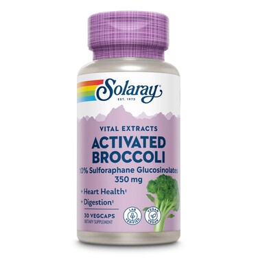SOLARAYActivated Broccoli Seed Extract 350 mg 10 Sulforaphane Glucosinolates for Antioxidant Support Heart Health and Digestive Support Vegan and Lab Verified 30 Servings 30 VegCaps