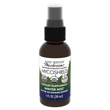 Host DefenseMycoShield Throat Spray  Immune Health Support  Dietary Mushroom Supplement with Chaga Reishi Turkey Tail  More  OnTheGo Immune Support  Winter Mist 1 fl oz 71 Servings