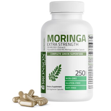 Bronson Moringa Extra Strength Capsules Moringa Oleifera Powder 250 Count