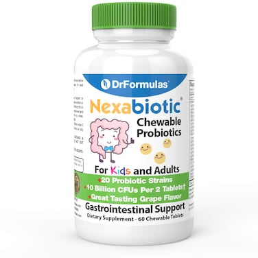 DrFormulasChewable Probiotics for Kids  Adults  for Oral Dental Health Bad Breath  Better Digestion 20 Multi Strain  S boulardii Lactobacillus plantarum and Bifidobacterium infantis 60 Chews