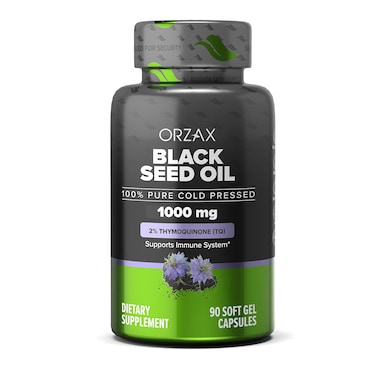ORZAX Black Seed Oil 1000 mg Organic Cold Pressed Capsules for Hair Skin and Joints  Rich in Omega 3 6 9  NonGMO Gluten Free  90 Soft Gel Capsules