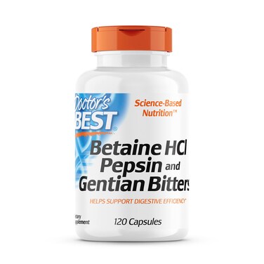 Doctors Best Betaine HCI Pepsin  Gentian Bitters Digestive Enzymes for Protein Breakdown  Absorption NonGMO Gluten Free 120 Caps Original Version