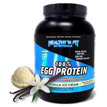 Healthy N Fit 100 Egg Protein Vanilla Ice Cream 2lb 100 Egg White Protein Plus Natural Peptides Pure All Naturally Sweetened Protein