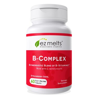 EZ Melts Dissolvable Vitamin BComplex Tablet with Methyl B12  Methyl Folate SugarFree 2Month Supply