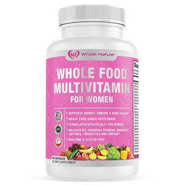 Whole Food Multivitamin for Women  with B12 Methyl Folate Womens Multi Vitamin Minerals Probiotics and Omegas Vegan Vitamins for Women Non GMO Daily Supplement Plus 90 Capsules