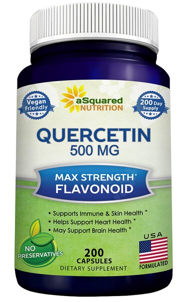 aSquared Nutrition Quercetin 500mg Supplement  200 Capsules  Quercetin Dihydrate to Support Cardiovascular Health  Max Strength Powder Complex Pills to Help Improve Immune Response