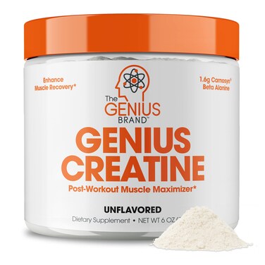 Genius Micronized Creatine Monohydrate Powder Post Workout Supplement Unflavored  100 Naturally Flavored  Sweetened  Supports Muscle Building Cellular Energy  Cognitive Function  170g