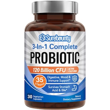 Probiotics 120 Billion CFU Probiotics for Men  Women Prebiotics  Digestive Enzymes Highest Potency 3in1 Complete Probiotic Digestive Support 30 Caps