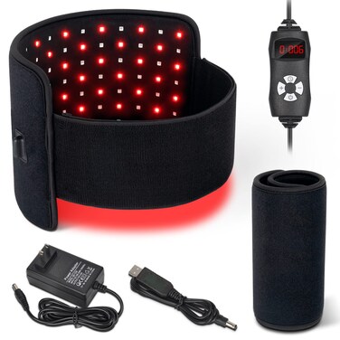 SerforyRed Infrared Light Therapy Belt for Pain Relief Combo 660nm and 850nm Flexible Wearable Wrap Pad with Timer for Waist Back Shoulder