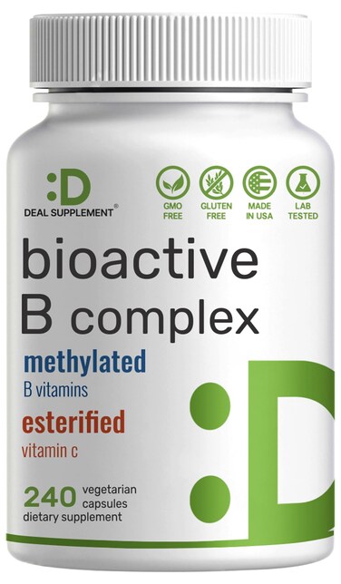Bioactive Vitamin B Complex 240 Veggie Capsules  Methylated Multivitamin B Complex  Esterified Vitamin C  High Potency  Easy Absorption  Immune Energy  Metabolism Supplement  NonGMO