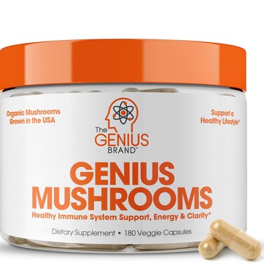 Genius Mushroom Supplement  Lions Mane Cordyceps Reishi  Brain Nootropic for Energy Focus Overall Wellness  Immune Support 180 Veggie Pills