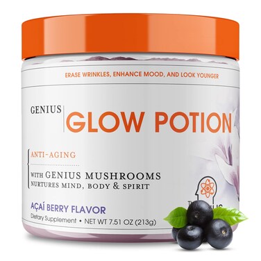 Genius Glow Potion AntiAging Supplement Acai Berry Powder  Beauty Supplements for Glowing Skin with Genius Mushrooms  AllinOne Wrinkle Fine Line Dark Spot Remover  Boosts Skin Repair