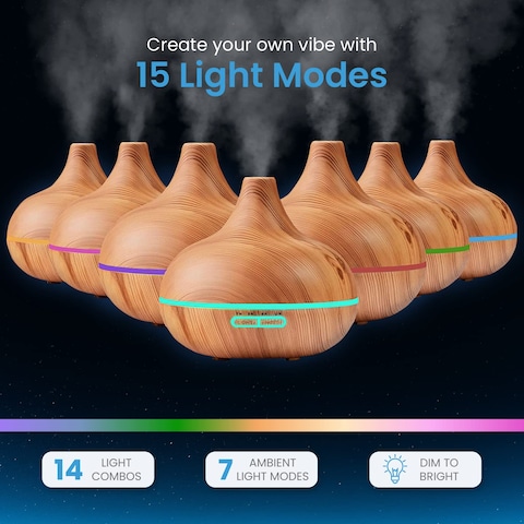 Ultimate Aromatherapy Diffuser  Essential Oil Set  Ultrasonic Top 10 Oils Modern with 4 Timer 7 Ambient Light Settings Therapeutic Grade Lavender