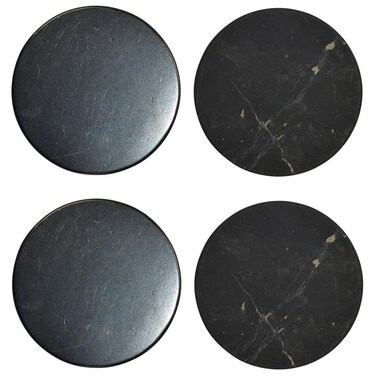 4 pcs Shungite Stickers Set Round 20 mm Polished and Unpolished 2 of each for Cell Phone Case Tablet Laptop Computer  Energy Shungite Stones Protection Plate with Carbon Fullerenes