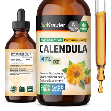 Calendula Tincture  Calendula Flowers Supplement  Marigold Extract  Alcohol and Sugar Free  Vegan Drops 4 FlOz