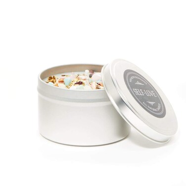 Self Love Candle by New Moon Beginnings  Negative Energy Cleansing  Soy Aromatherapy Candle  Handmade Candle with Crystals  Herbs