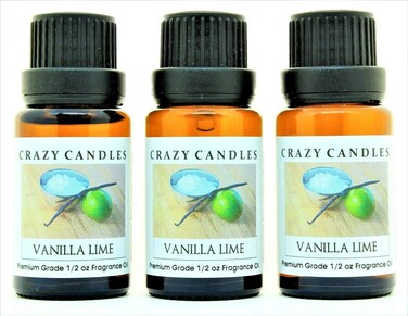 Crazy Candles Vanilla Lime 3 Bottles 12 Fl Oz Each 15ml Premium Grade Scented Fragrance Oil