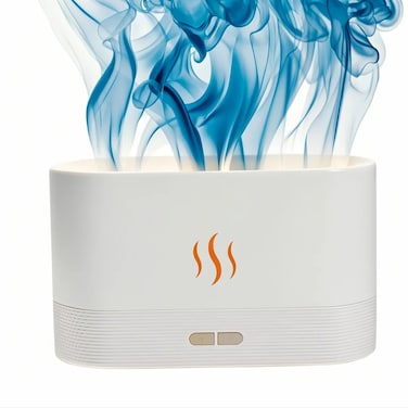 7 Color Flame Humidifier Flame Effect Essential Oil Diffuser Waterless Auto Shutoff 180ml HumidifierHome Humidity Diffuser Room Living Room Office Humidifier White