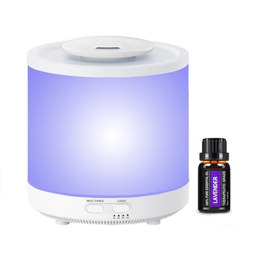 Large Essential Oil Diffuser 1600ml Aromatherapy Diffuser humidifier Aroma 3 in 1 Aroma Diffuser 7Color Night Light for Home Bedroom OfficeWhite1 Piece Lavender Essential Oil