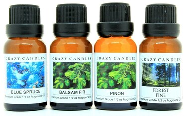 Crazy Candles 4 Bottles Set 1 Blue Spruce 1 Pinon 1 Forest Pine 1 Balsam Fir 12 Fl Oz Each 15ml Premium Grade Scented Fragrance Oils