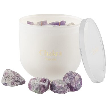 Healing Crystal Candle Pear Ginger Crystal Candle Wood Wicks Scented Crackling Candles Real Crystals Aromatherapy Candle Gifts for Women 12oz