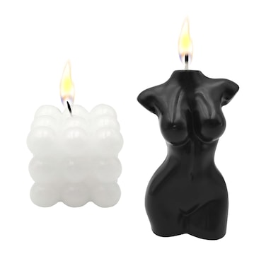 2 Pieces Bubble Candle and Female Body Shaped Candle Cube Cube Soy Wax Candle for Bedroom Bathroom Wedding Use or Gifting Cute Wax Candles Home Decor and Gifting