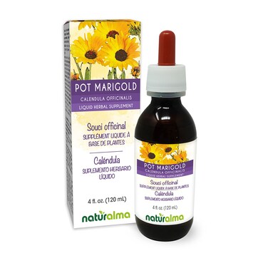 Naturalma Pot Marigold Calendula officinalis Flower AlcoholFree Tincture  4 fl oz Liquid Extract in Drops  Herbal Supplement  Vegan